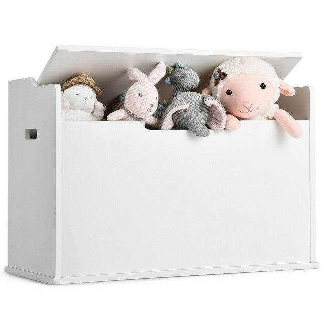 Kids Wooden Toy Box/Bench with Safety Hinged Lid