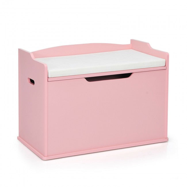 Kids Wooden Toy Box/Bench with Safety Hinged Lid