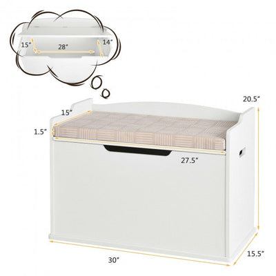 Kids Wooden Toy Box/Bench with Safety Hinged Lid