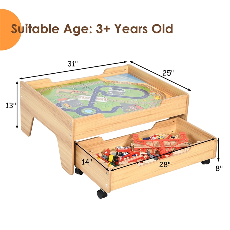 Kids train table with storage shop