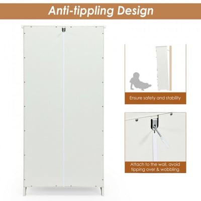 Freestanding Accent Floor Storage Cabinet Cupboard with Adjustable Shelves and Anti-toppling Device