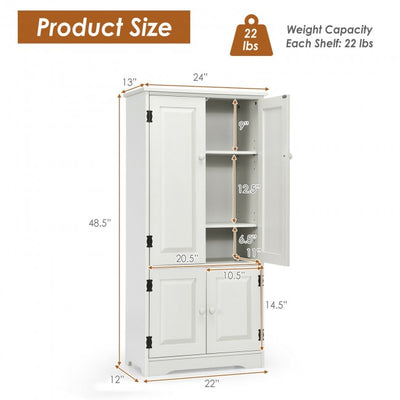 Freestanding Accent Floor Storage Cabinet Cupboard with Adjustable Shelves and Anti-toppling Device