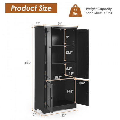 Freestanding Accent Floor Storage Cabinet Cupboard with Adjustable Shelves and Anti-toppling Device