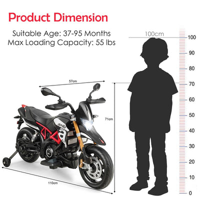 12V Kids Ride On Motorcycle Licensed Aprilia Electric Motorcycle Ride On Toy With Training Wheels & LED Lights