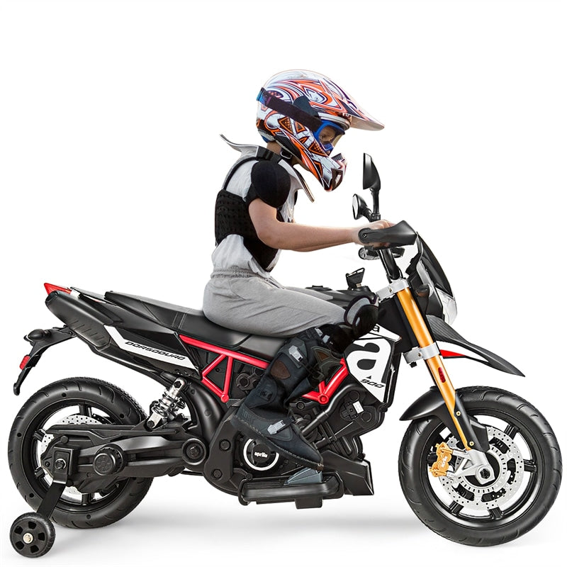 12V Kids Ride On Motorcycle Licensed Aprilia Electric Motorcycle Ride On Toy With Training Wheels & LED Lights