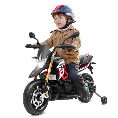 12V Kids Ride On Motorcycle Licensed Aprilia Electric Motorcycle Ride On Toy With Training Wheels & LED Lights