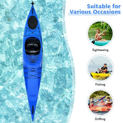 Lightweight Single Sit-in Kayak Recreational Ocean Fishing Keel Kayak Boat With Aluminum Paddle and Storage Bin