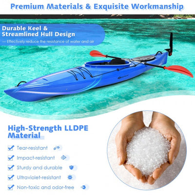 Lightweight Single Sit-in Kayak Recreational Ocean Fishing Keel Kayak Boat With Aluminum Paddle and Storage Bin