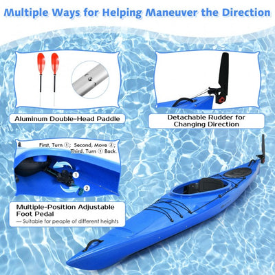 Lightweight Single Sit-in Kayak Recreational Ocean Fishing Keel Kayak Boat With Aluminum Paddle and Storage Bin