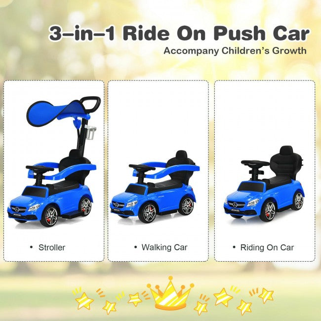 Mercedes Benz Push Car Stroller with Canopy for Toddlers