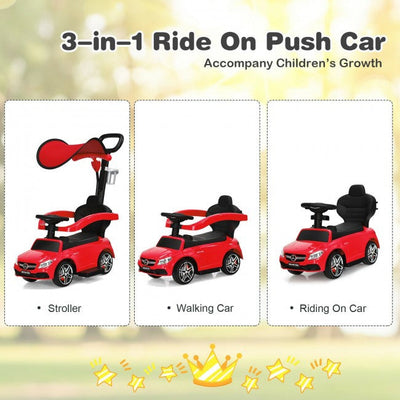 Mercedes Benz Push Car Stroller with Canopy for Toddlers