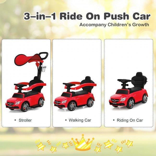 Mercedes Benz Push Car Stroller with Canopy for Toddlers