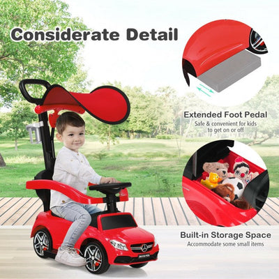 Mercedes Benz Push Car Stroller with Canopy for Toddlers