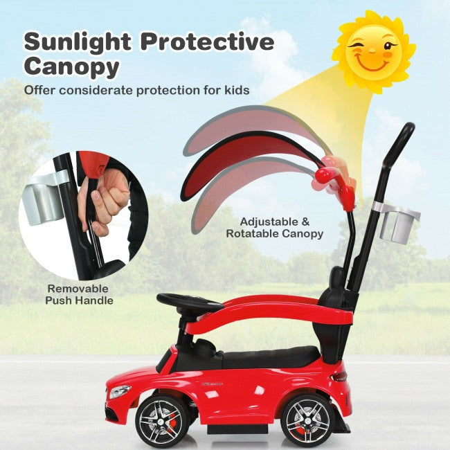 Mercedes Benz Push Car Stroller with Canopy for Toddlers