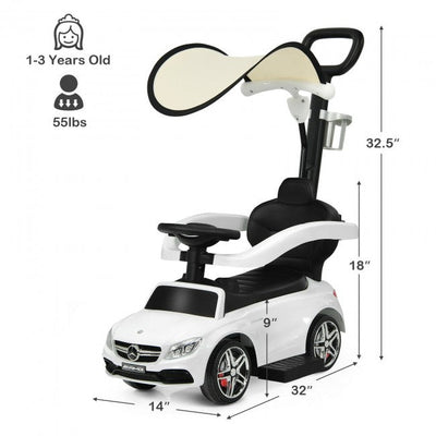 Mercedes Benz Push Car Stroller with Canopy for Toddlers