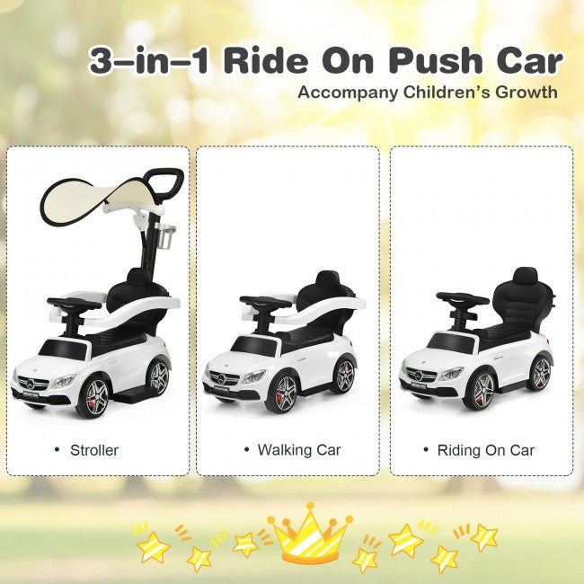 Mercedes Benz Push Car Stroller with Canopy for Toddlers
