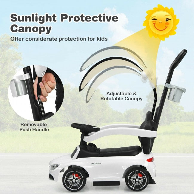 Mercedes Benz Push Car Stroller with Canopy for Toddlers