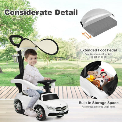 Mercedes Benz Push Car Stroller with Canopy for Toddlers