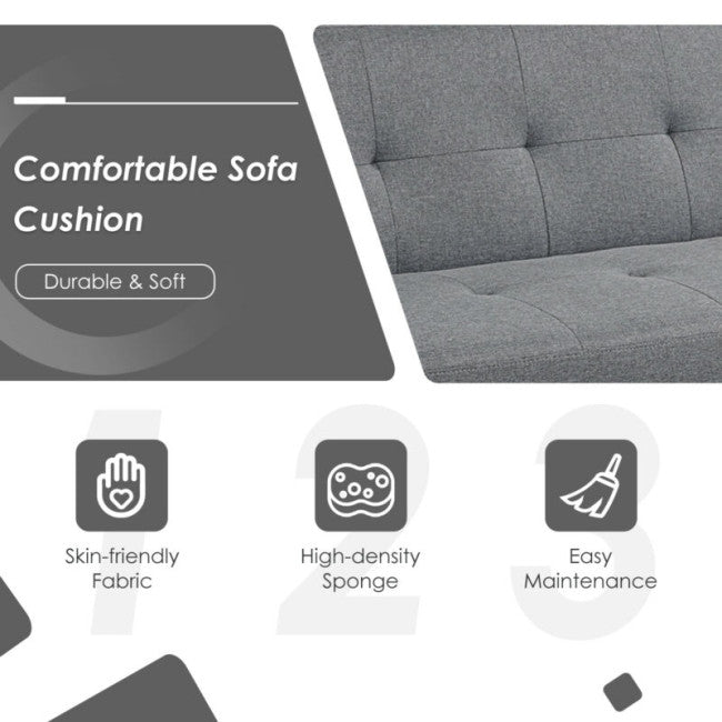 Modern Convertible Futon Sofa Bed 3 Seat Folding Recliner Loveseat with Side Sockets and USB Ports