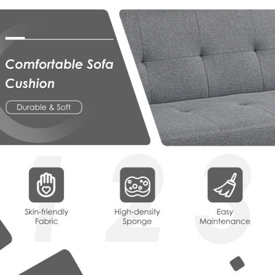 Modern Convertible Futon Sofa Bed 3 Seat Folding Recliner Loveseat with Side Sockets and USB Ports