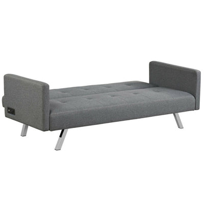 Modern Convertible Futon Sofa Bed 3 Seat Folding Recliner Loveseat with Side Sockets and USB Ports