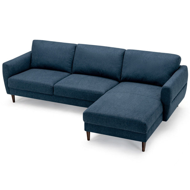 Modern L-Shaped Fabric Sectional 3-Seat Sofa Set Upholstered Chaise Lounge with Cushion