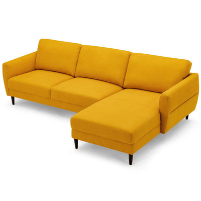 Modern L-Shaped Fabric Sectional 3-Seat Sofa Set Upholstered Chaise Lounge with Cushion