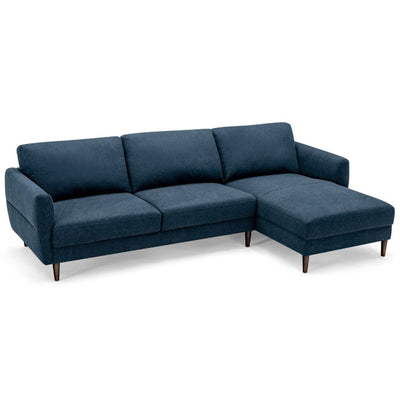 Modern L-Shaped Fabric Sectional 3-Seat Sofa Set Upholstered Chaise Lounge with Cushion