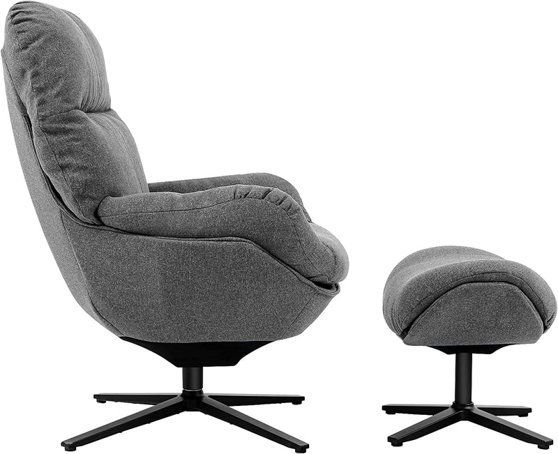 Modern Swivel Lounge Rocking Chair Upholstered 360 Accent Lazy Recliner Armchair with Ottoman and Aluminum Alloy Base