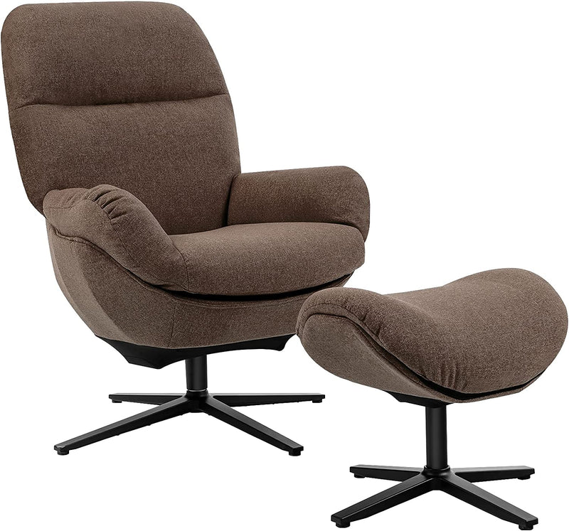 Modern Swivel Lounge Rocking Chair Upholstered 360 Accent Lazy Recliner Armchair with Ottoman and Aluminum Alloy Base