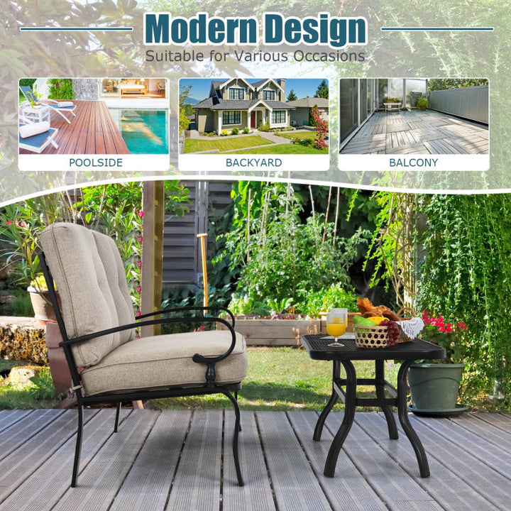 Outdoor Conversation Bench Set 2-Piece Patio Loveseat Sofa Set with Cushions and Coffee Table