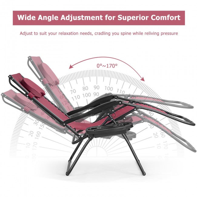 Outdoor Folding Lounge Chair Patio Recliner with Canopy Shade and Cup Holder