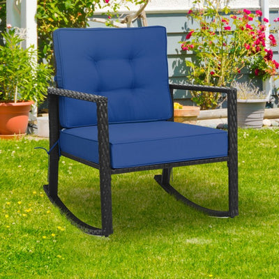 Outdoor Glider Rocking Chair Patio Rattan Rocker with Thick Cushion