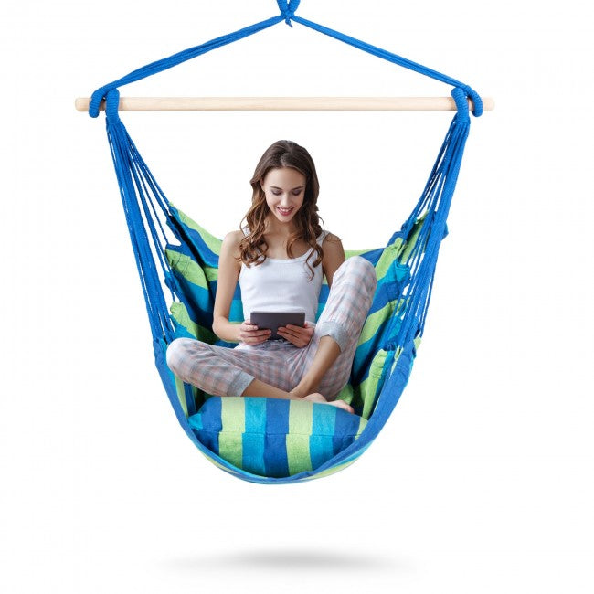 Outdoor Hanging Rope Swing 2 Seats Yard Hammock Chair