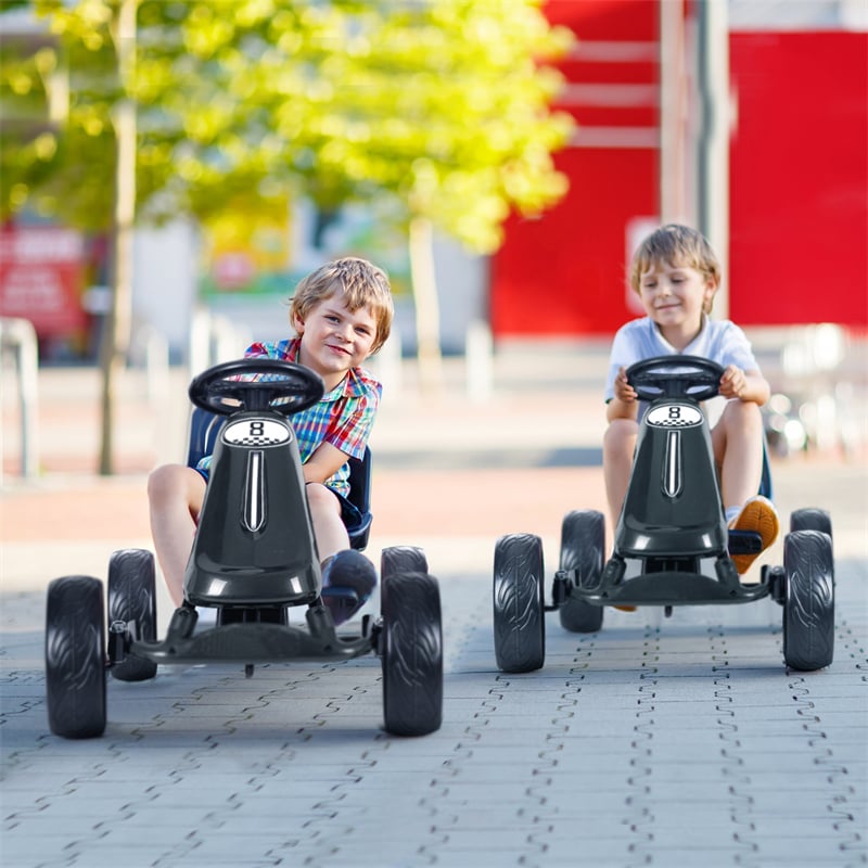 quad pedal Outdoor Kids 4 Wheel Pedal Powered Riding Kart Car-Navy