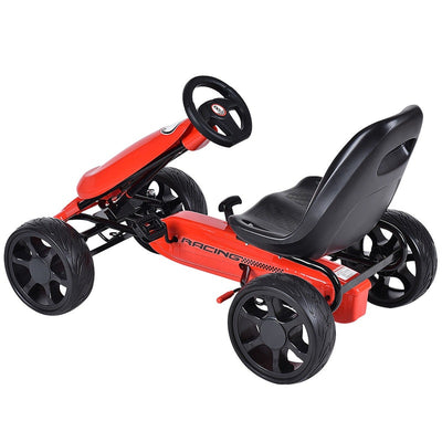 Outdoor Kids Pedal Go Kart Powered 4 Wheel Quad Off-Road Ride On Car with Adjustable Seat and Steering Wheels