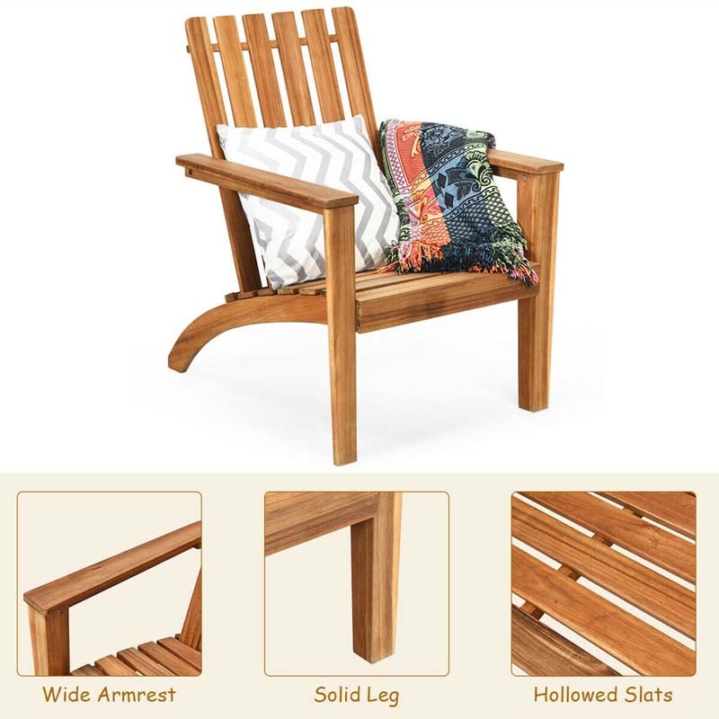 Outdoor Patio Acacia Wood Adirondack Chair All-Weather Resistant Lounge Chair