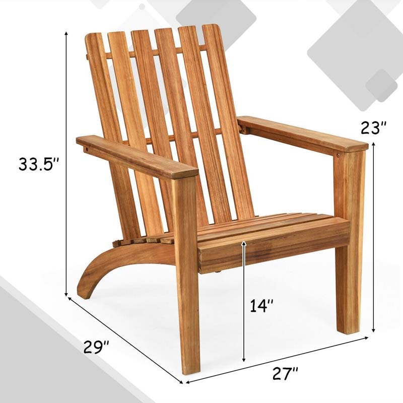 Outdoor Patio Acacia Wood Adirondack Chair All-Weather Resistant Lounge Chair