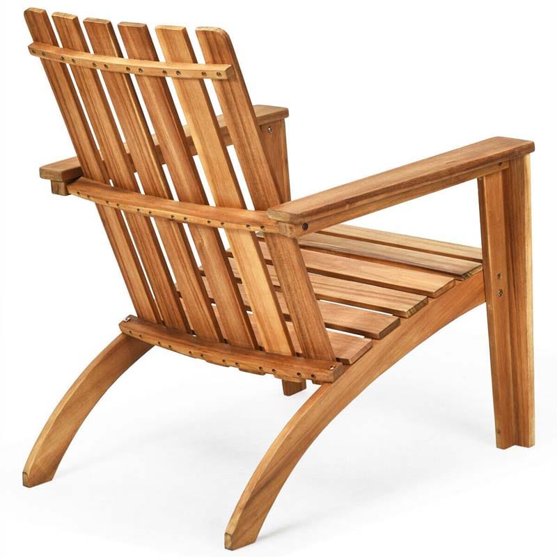 Outdoor Patio Acacia Wood Adirondack Chair All-Weather Resistant Lounge Chair