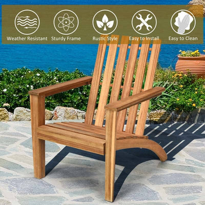 Outdoor Patio Acacia Wood Adirondack Chair All-Weather Resistant Lounge Chair