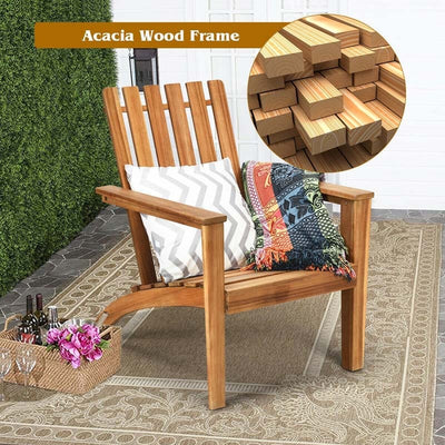 Outdoor Patio Acacia Wood Adirondack Chair All-Weather Resistant Lounge Chair