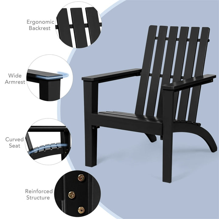 Outdoor Acacia Wood Adirondack Armchair Ergonomic Lounge Chair