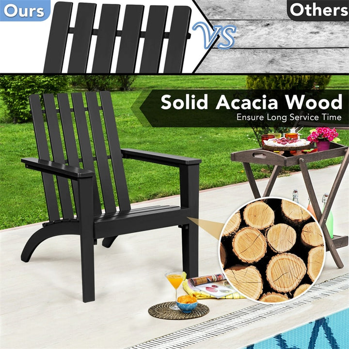 Outdoor Acacia Wood Adirondack Armchair Ergonomic Lounge Chair