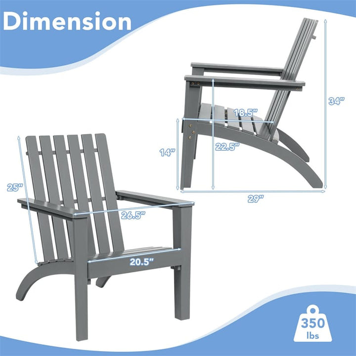 Outdoor Acacia Wood Adirondack Armchair Ergonomic Lounge Chair
