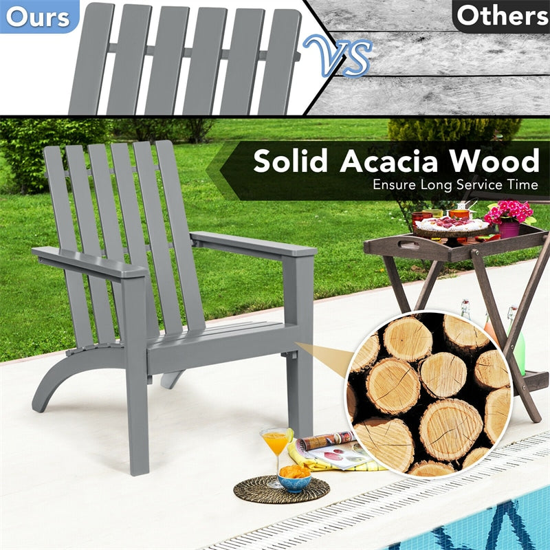 Outdoor Acacia Wood Adirondack Armchair Ergonomic Lounge Chair