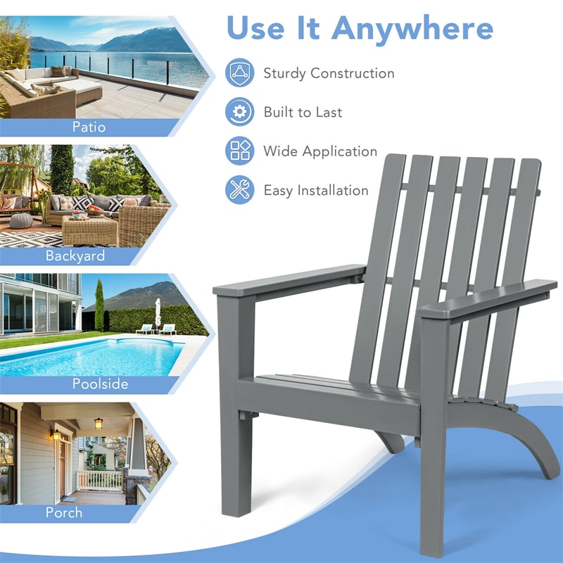 Outdoor Acacia Wood Adirondack Armchair Ergonomic Lounge Chair