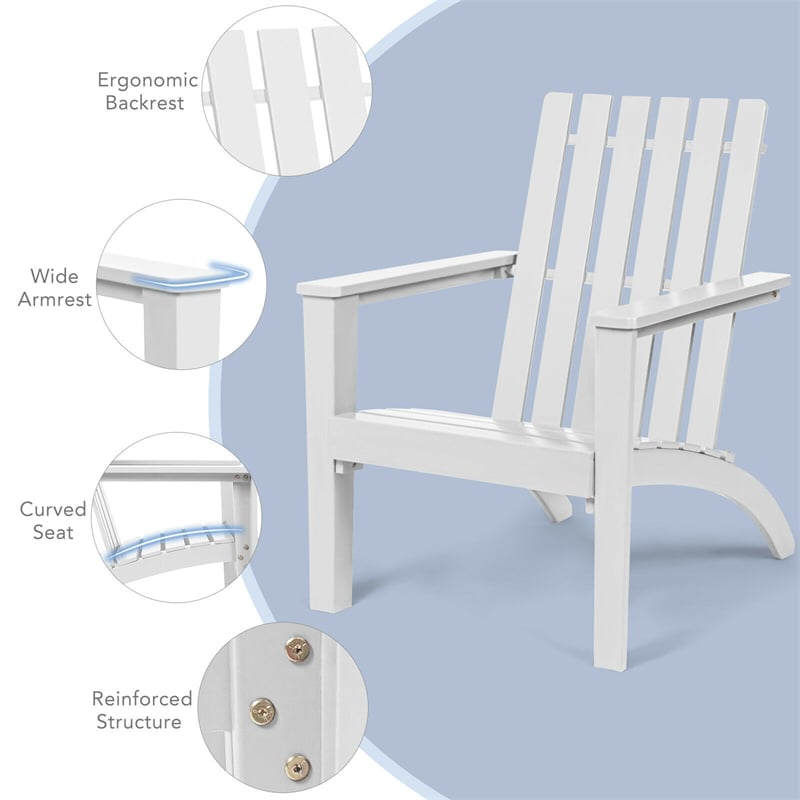 Outdoor Acacia Wood Adirondack Armchair Ergonomic Lounge Chair