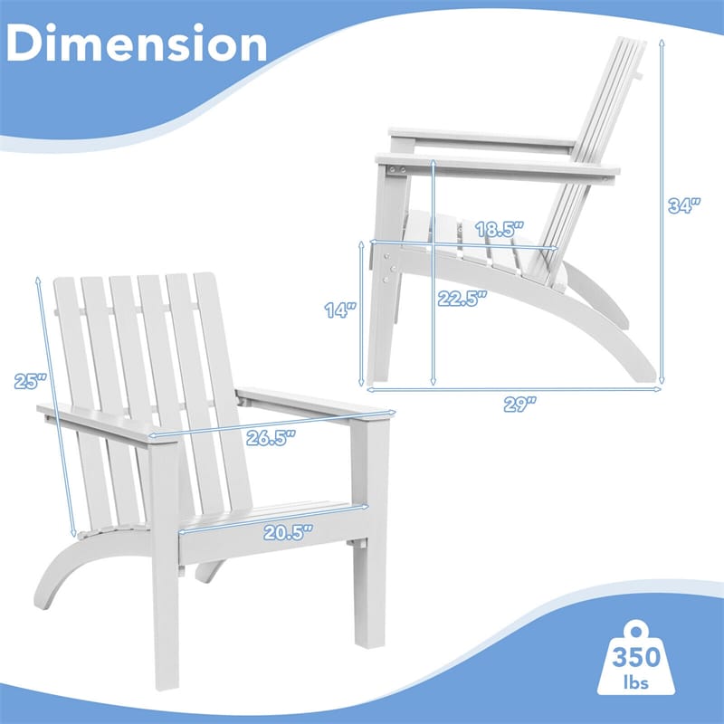 Outdoor Acacia Wood Adirondack Armchair Ergonomic Lounge Chair