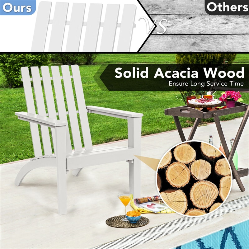 Outdoor Acacia Wood Adirondack Armchair Ergonomic Lounge Chair