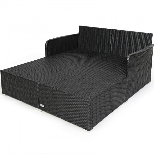 Outdoor Patio Rattan Daybed Wicker Sofa Furniture Set with Cushion